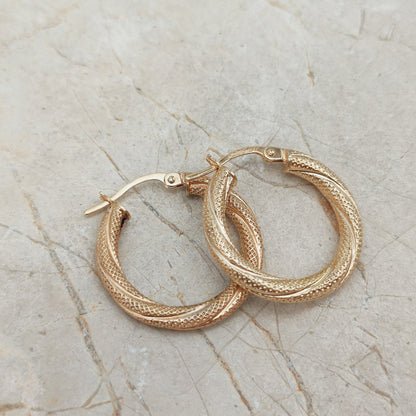 Vintage 9ct Gold Hoop Earrings by UnoAErre