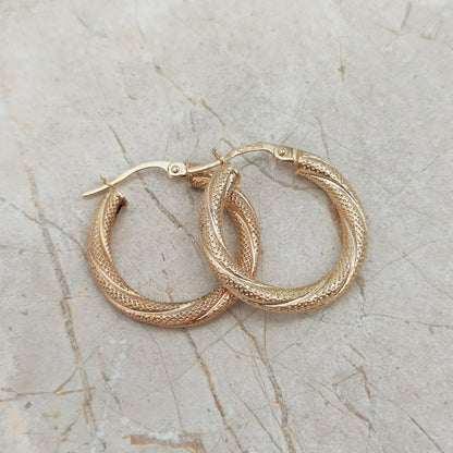 Vintage 9ct Gold Hoop Earrings by UnoAErre