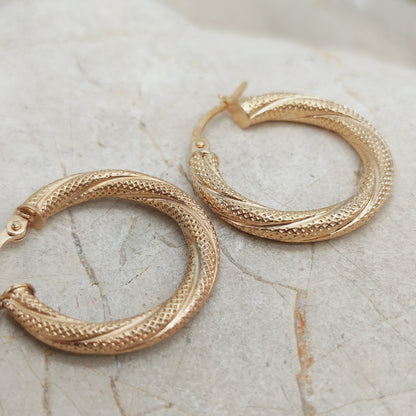 Vintage 9ct Gold Hoop Earrings by UnoAErre