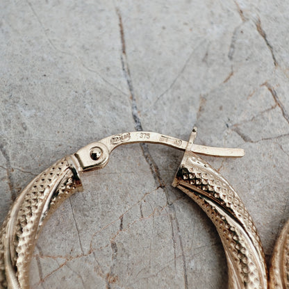 Vintage 9ct Gold Hoop Earrings by UnoAErre