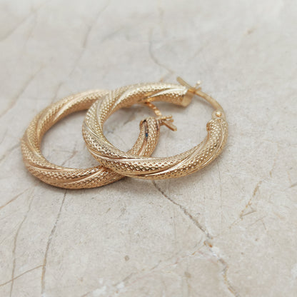Vintage 9ct Gold Hoop Earrings by UnoAErre