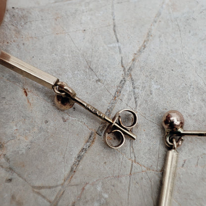 Vintage 9ct Gold Diamond Bar Drop Earrings – London 1981