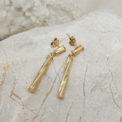 Vintage 9ct Gold Twisted Drop Earrings