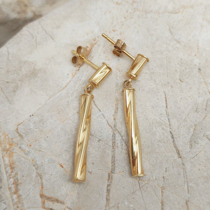 Vintage 9ct Gold Twisted Drop Earrings