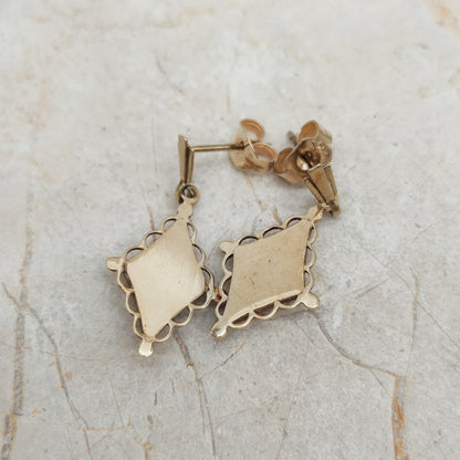 Antique 9ct Gold star set Diamond Drop Earrings – circa 1900