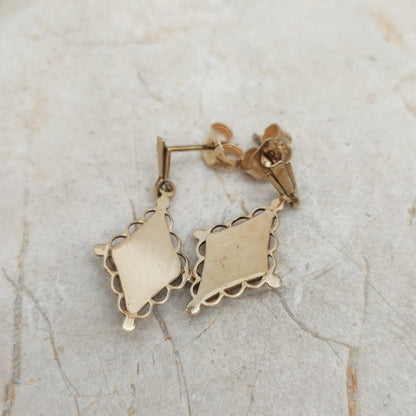 Antique 9ct Gold star set Diamond Drop Earrings – circa 1900