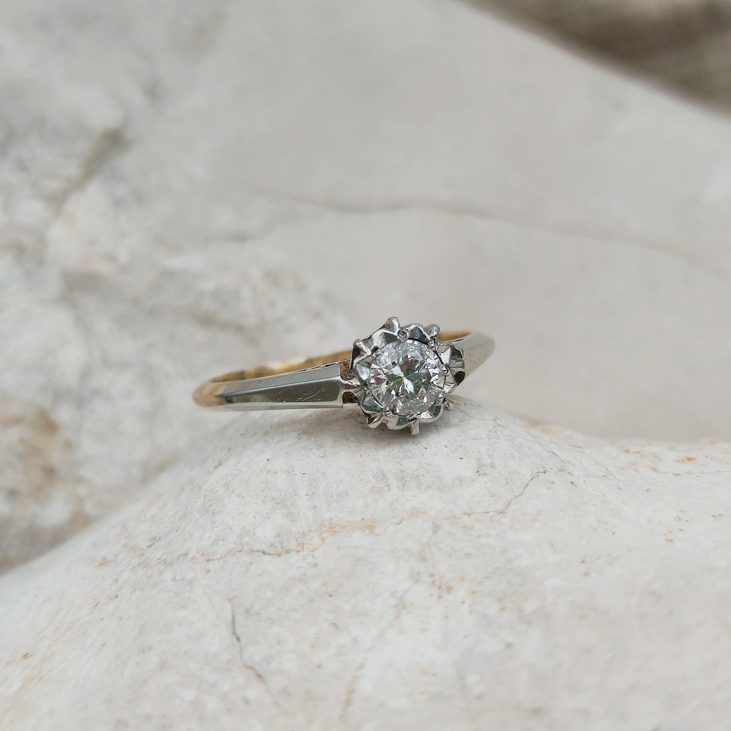 Vintage 0.30ct Diamond Solitaire Ring in 18K Gold and Platinum