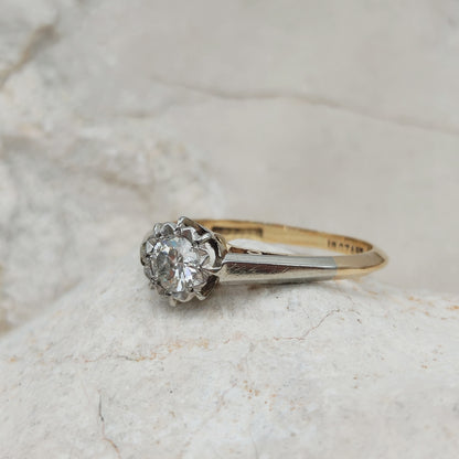 Vintage 0.30ct Diamond Solitaire Ring in 18K Gold and Platinum