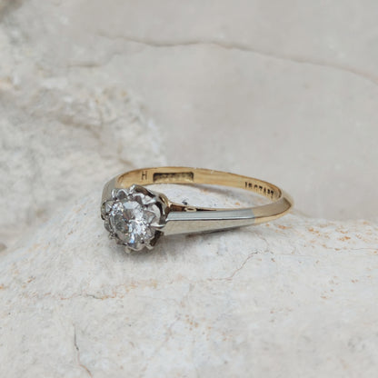 Vintage 0.30ct Diamond Solitaire Ring in 18K Gold and Platinum