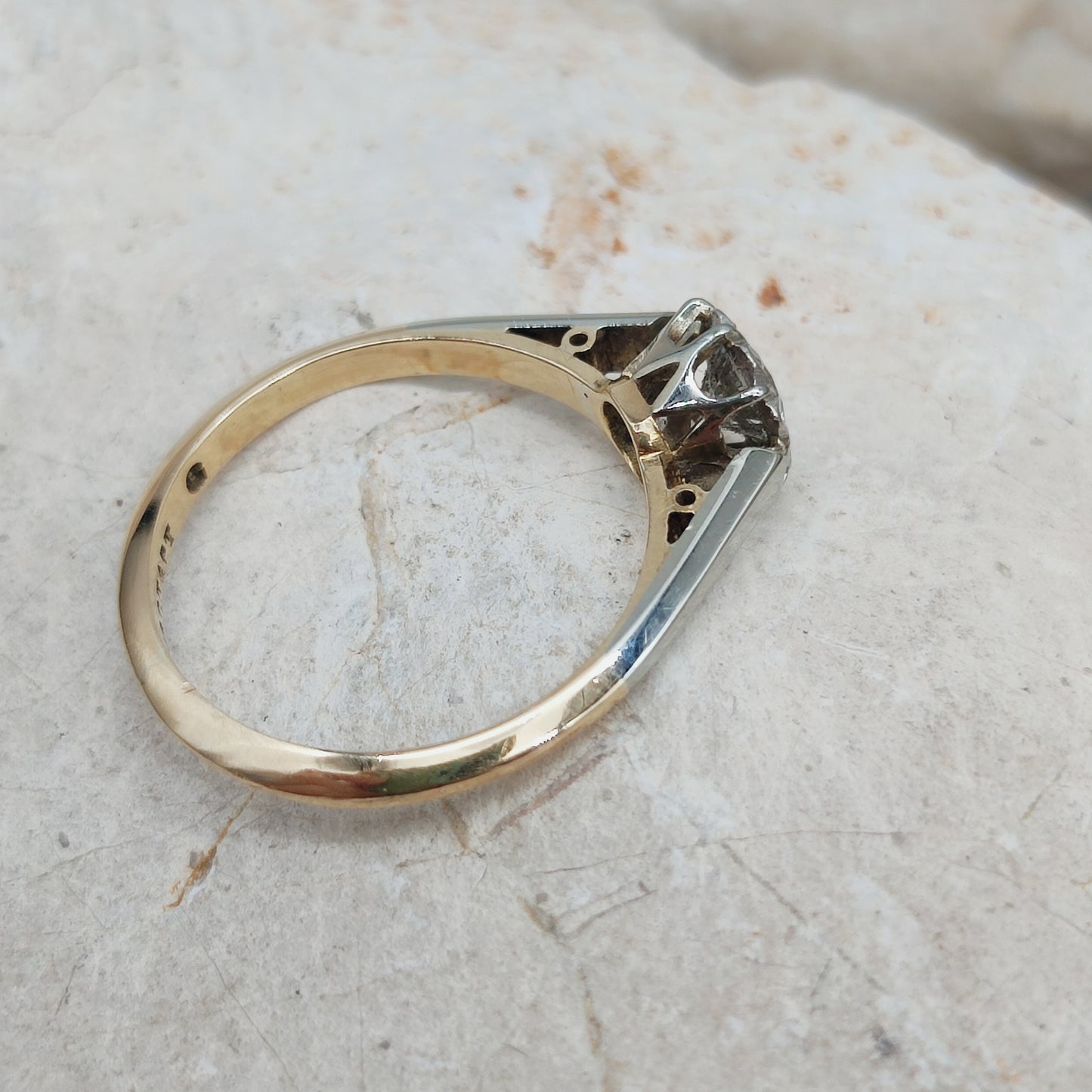 Vintage 0.30ct Diamond Solitaire Ring in 18K Gold and Platinum