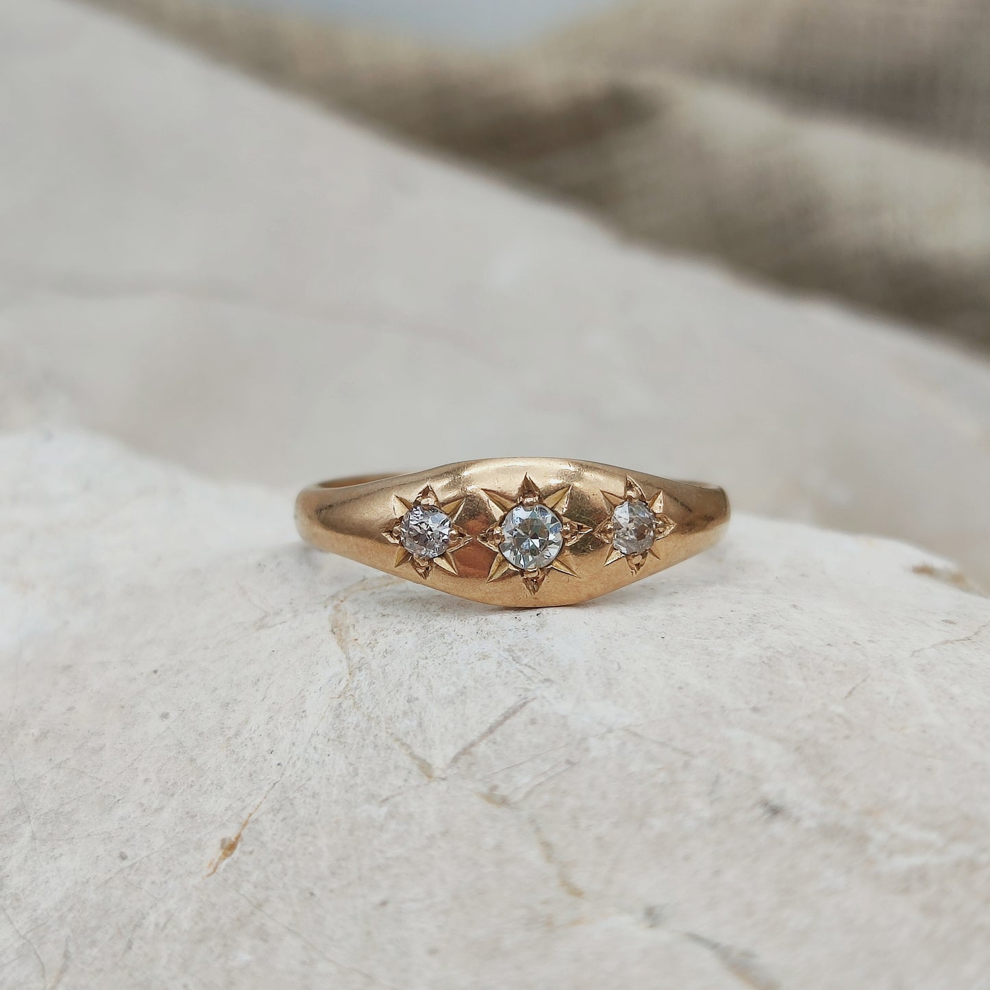 Vintage Gypsy Diamond Ring in 14K Rose Gold