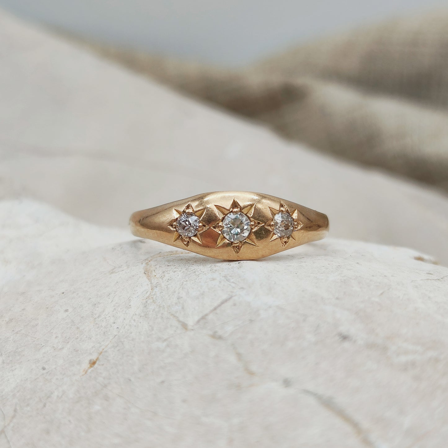 Vintage Gypsy Diamond Ring in 14K Rose Gold