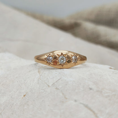 Vintage Gypsy Diamond Ring in 14K Rose Gold