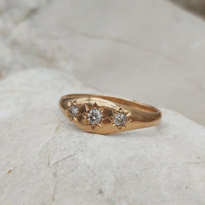 Vintage Gypsy Diamond Ring in 14K Rose Gold