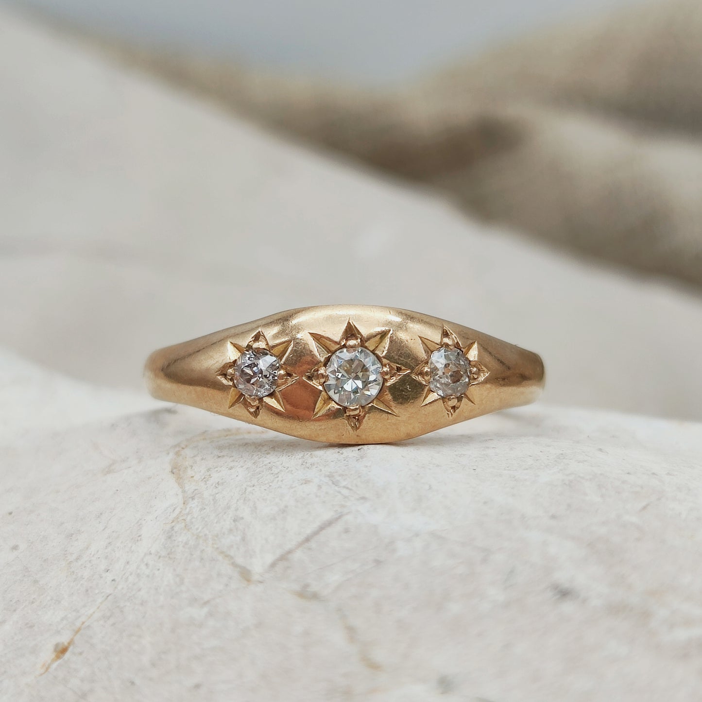 Vintage Gypsy Diamond Ring in 14K Rose Gold