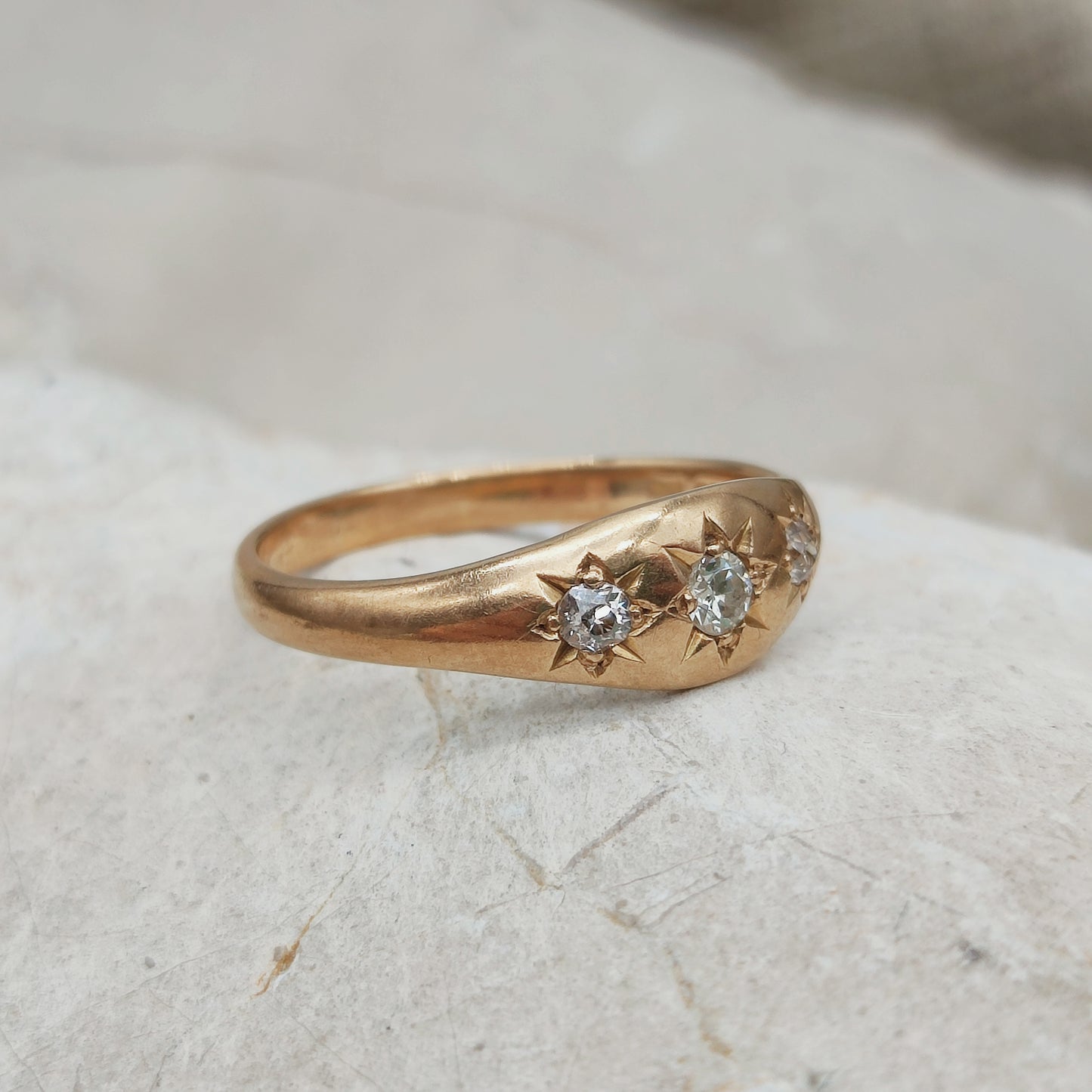 Vintage Gypsy Diamond Ring in 14K Rose Gold