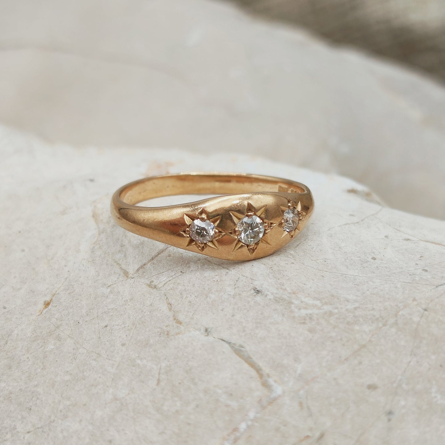Vintage Gypsy Diamond Ring in 14K Rose Gold