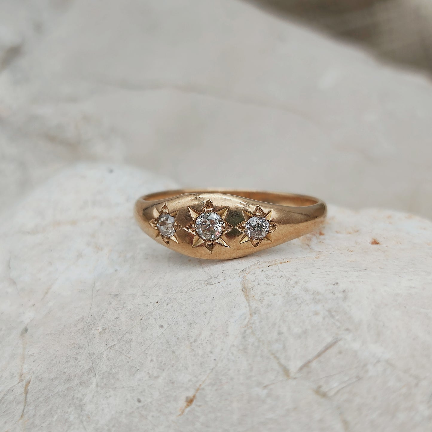 Vintage Gypsy Diamond Ring in 14K Rose Gold