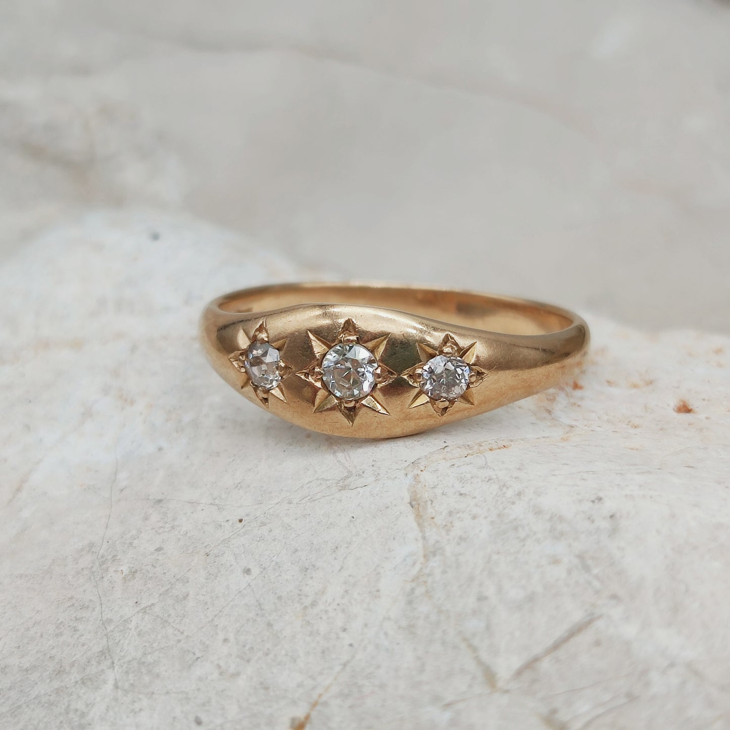 Vintage Gypsy Diamond Ring in 14K Rose Gold