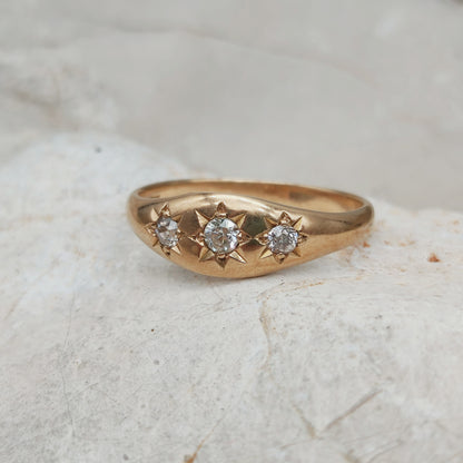 Vintage Gypsy Diamond Ring in 14K Rose Gold