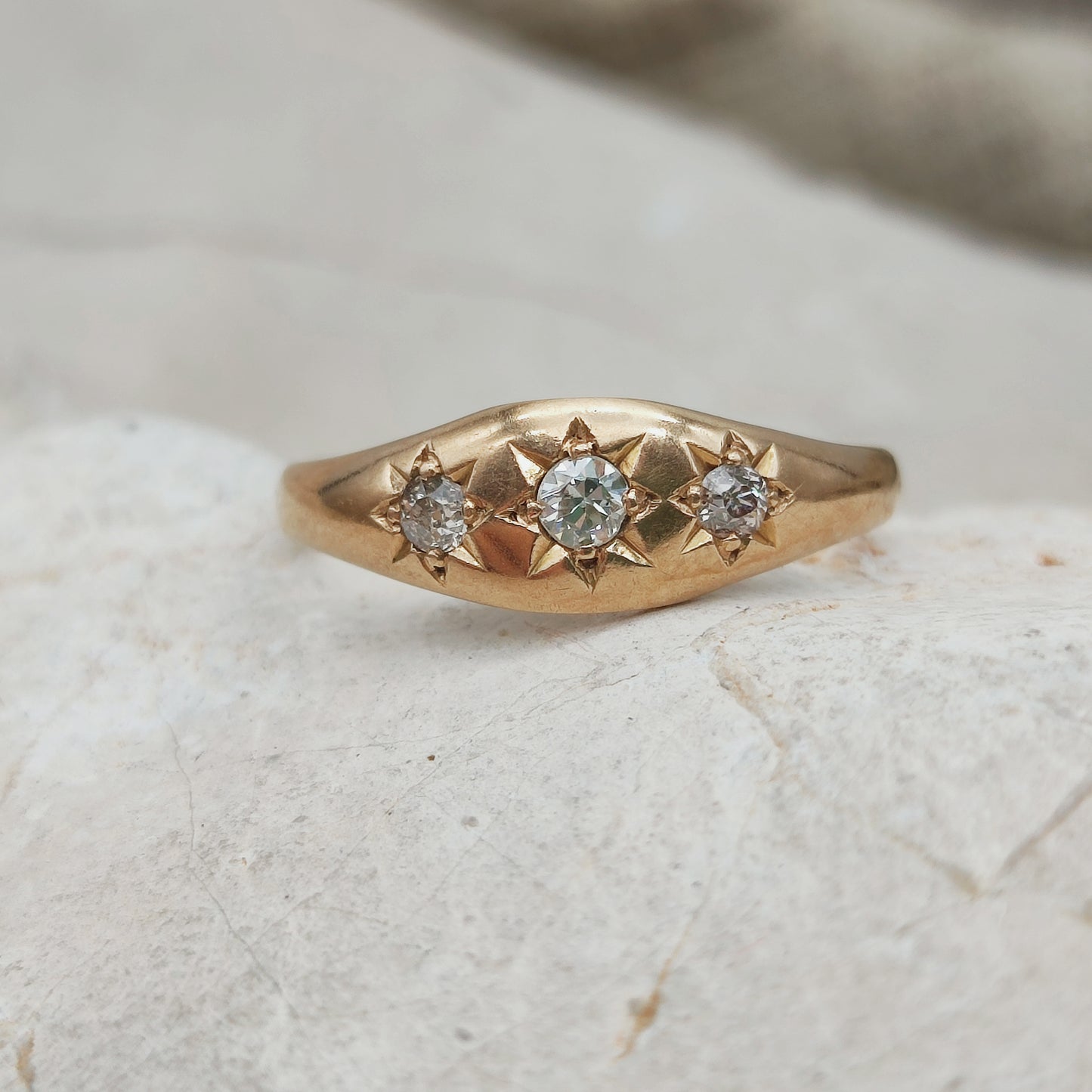 Vintage Gypsy Diamond Ring in 14K Rose Gold
