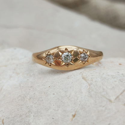 Vintage Gypsy Diamond Ring in 14K Rose Gold