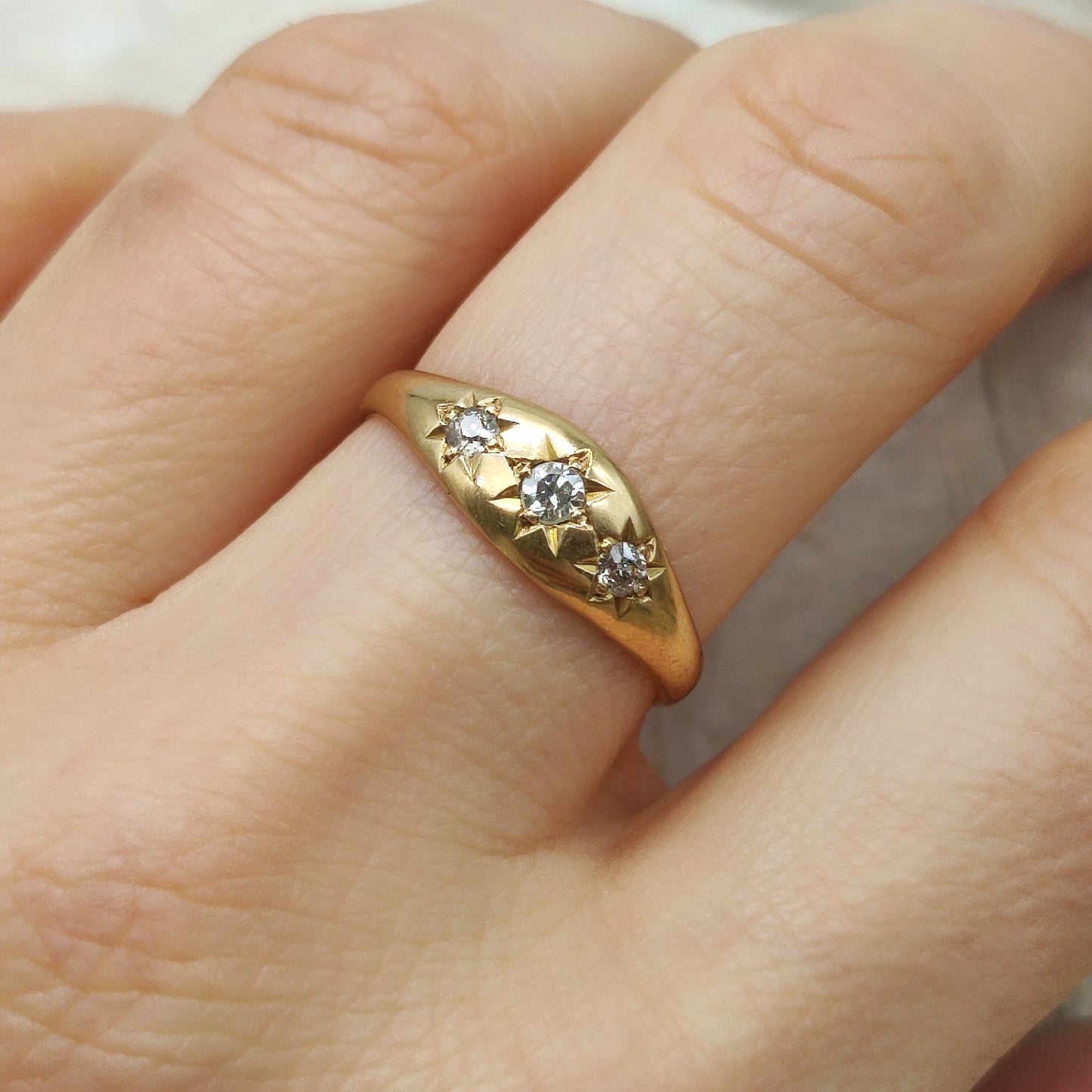 Vintage Gypsy Diamond Ring in 14K Rose Gold