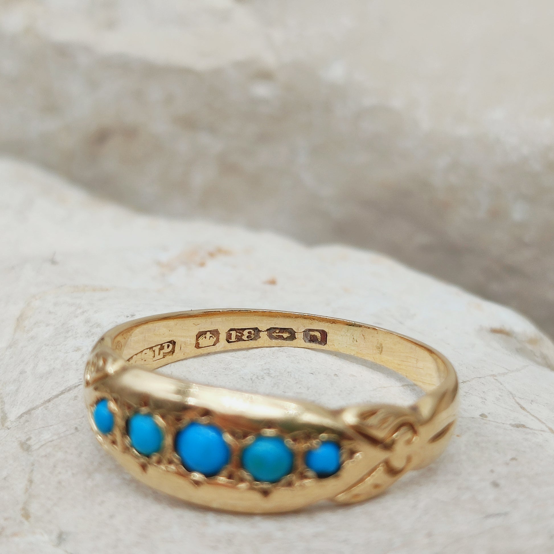 Antique turquoise ring hallmarks Birmingham 1912