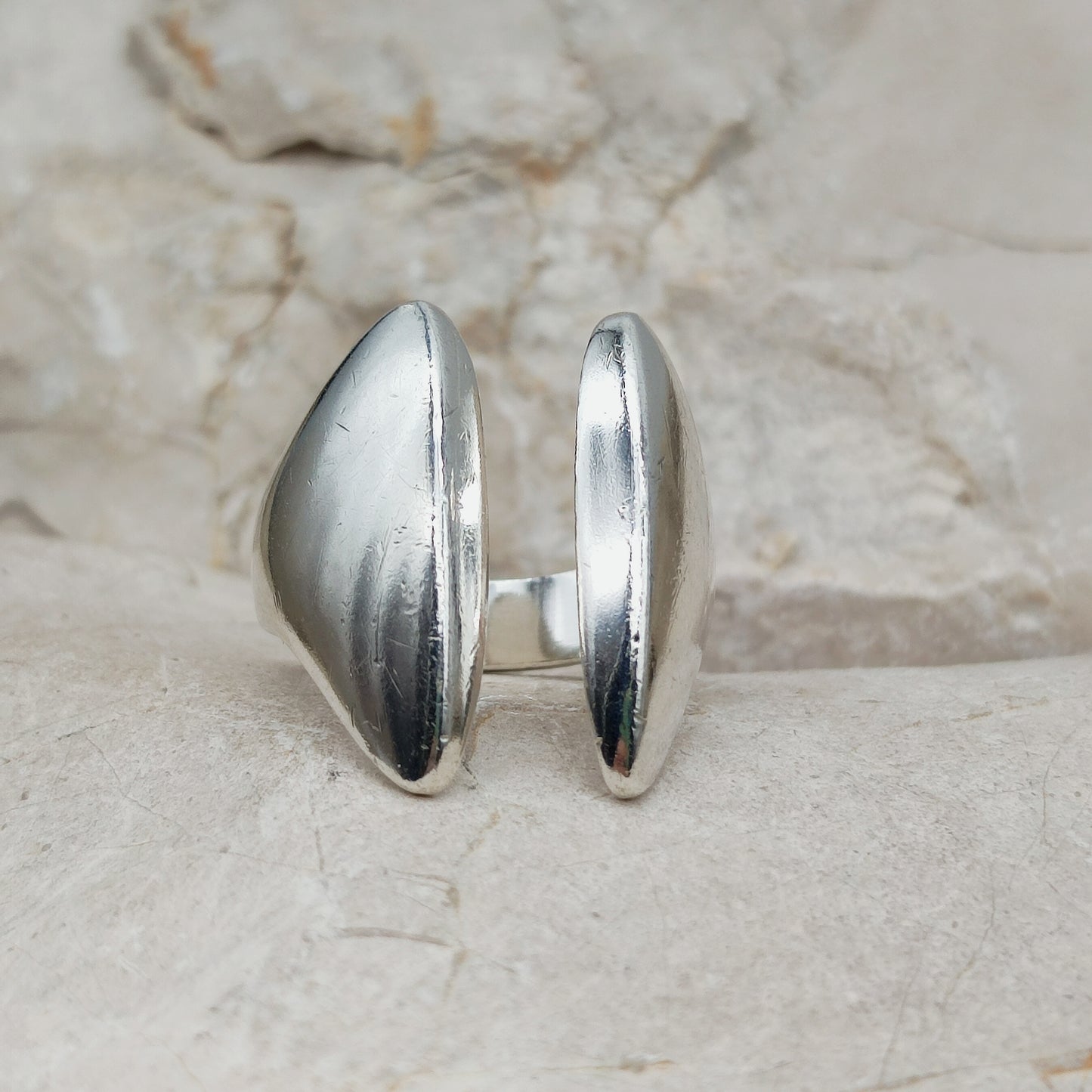 Vintage Asymmetrical Silver Ring designed by Bent Gabrielsen for Hans Hansen