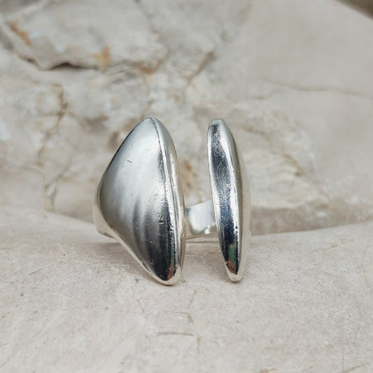 Vintage Hans Hansen zilveren ring asymmetrisch open ontwerp