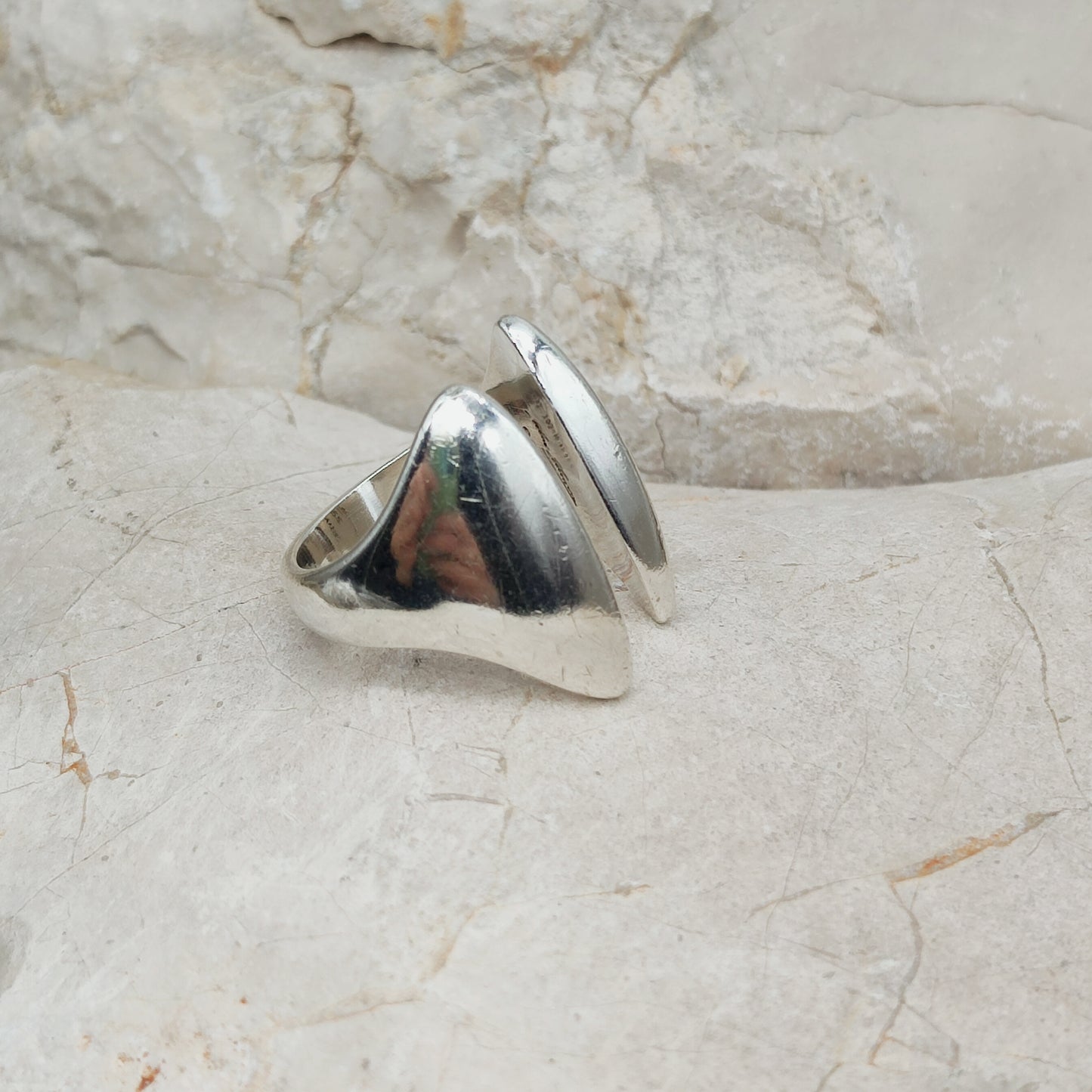 Vintage Asymmetrical Silver Ring designed by Bent Gabrielsen for Hans Hansen