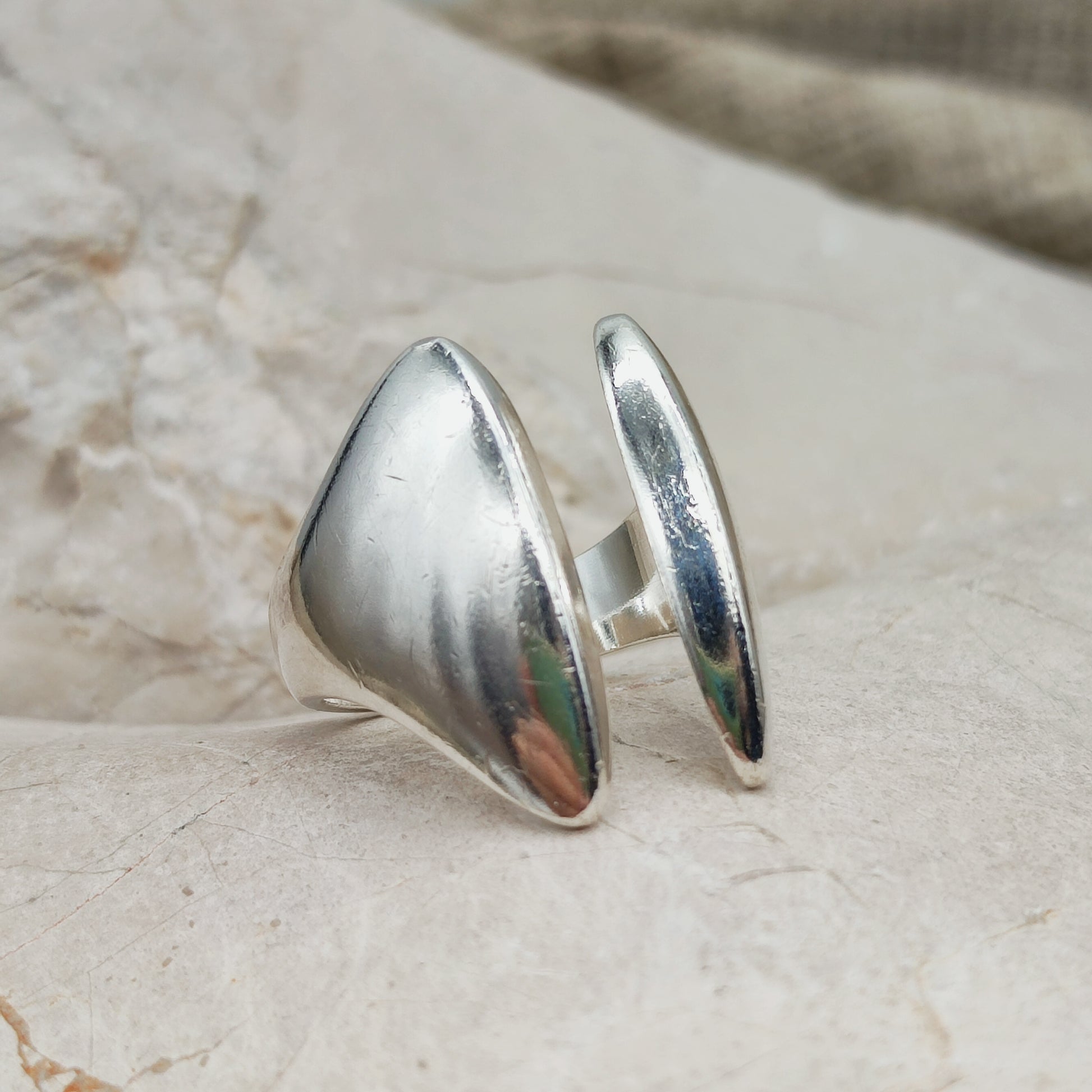 Vintage Hans Hansen zilveren ring asymmetrisch open ontwerp