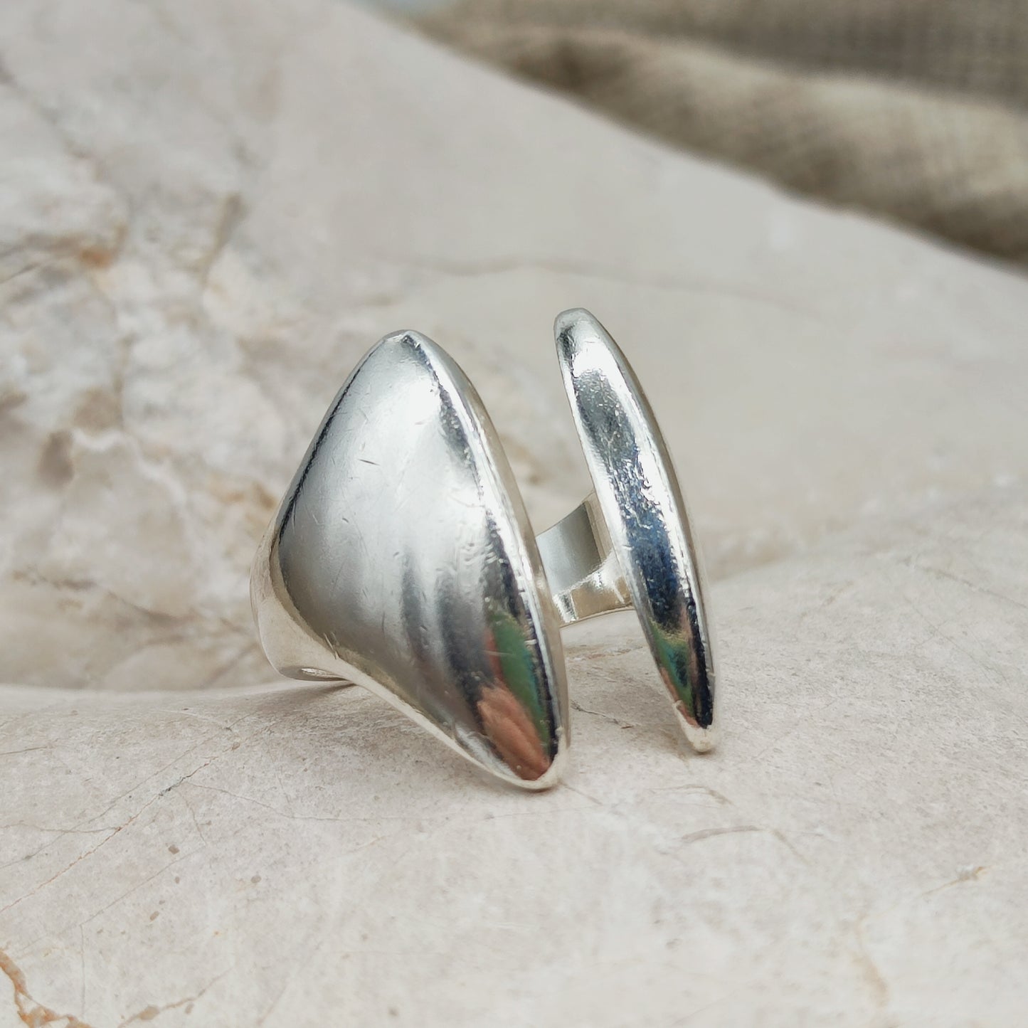 Vintage Asymmetrical Silver Ring designed by Bent Gabrielsen for Hans Hansen