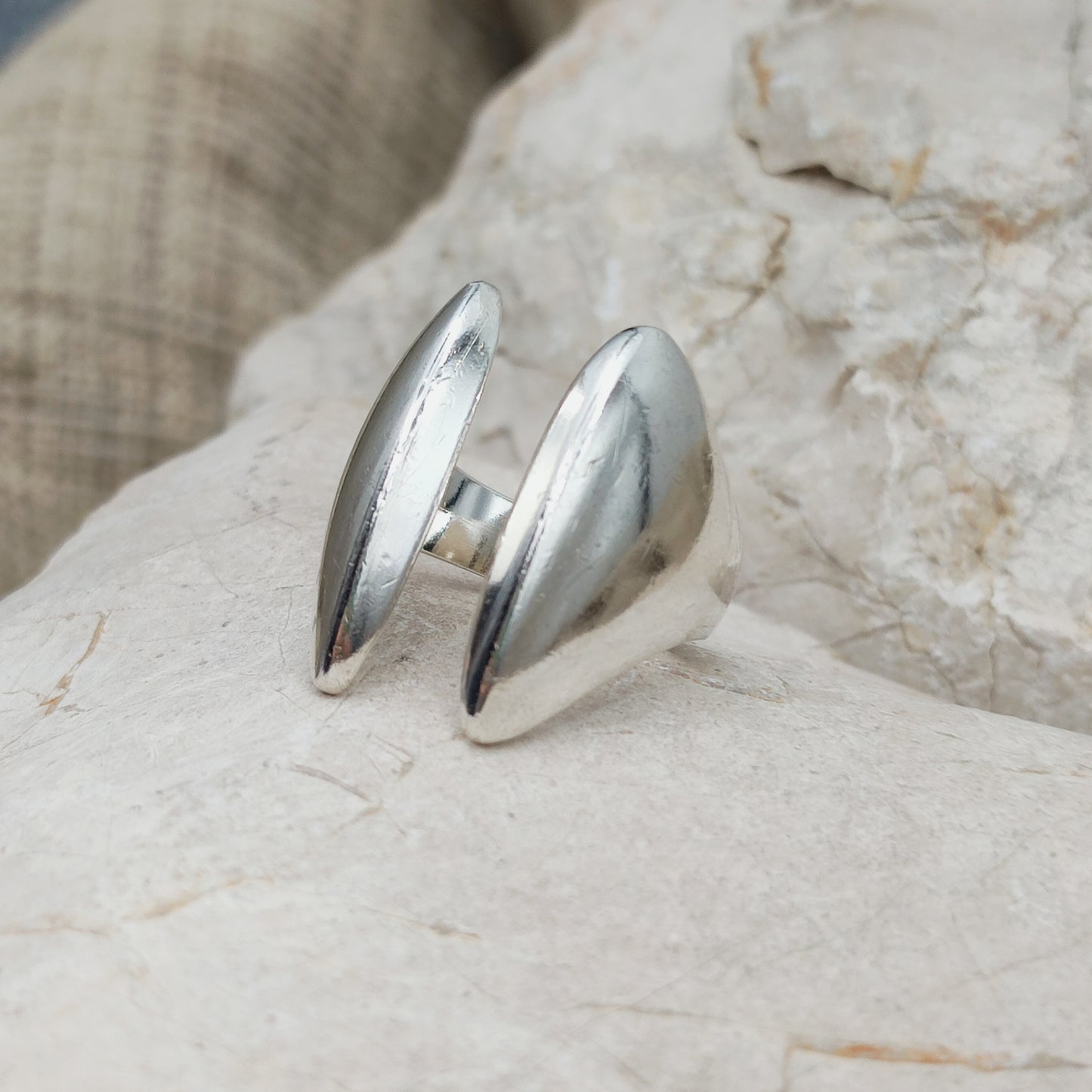 Vintage Asymmetrical Silver Ring designed by Bent Gabrielsen for Hans Hansen