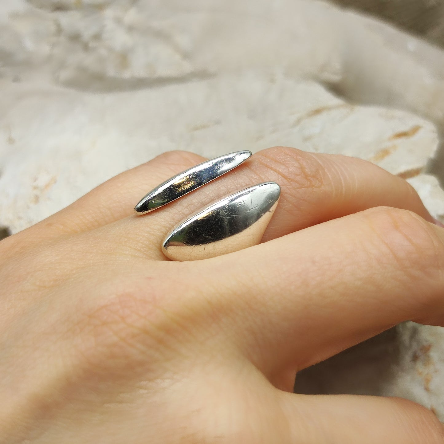 Vintage Asymmetrical Silver Ring designed by Bent Gabrielsen for Hans Hansen