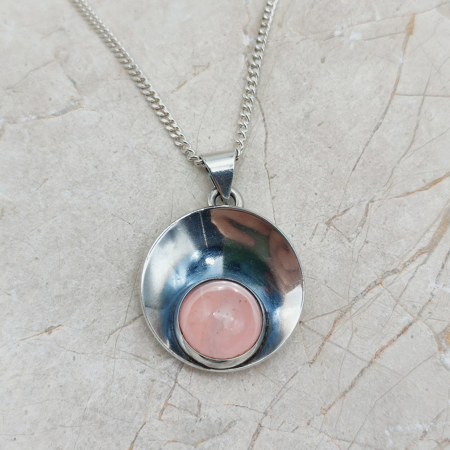 Vintage silver pendant with Rose Quartz by Niels Erik From