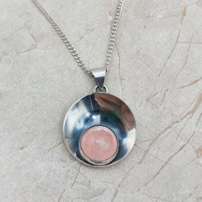 Vintage silver pendant with Rose Quartz by Niels Erik From
