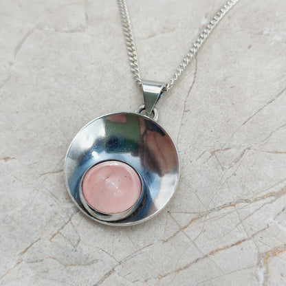 Vintage silver pendant with Rose Quartz by Niels Erik From