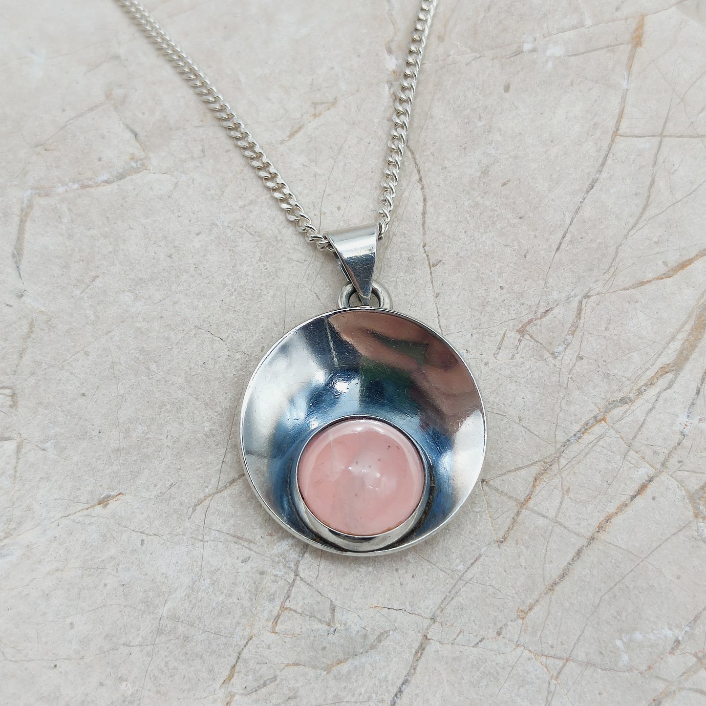 Vintage silver pendant with Rose Quartz by Niels Erik From