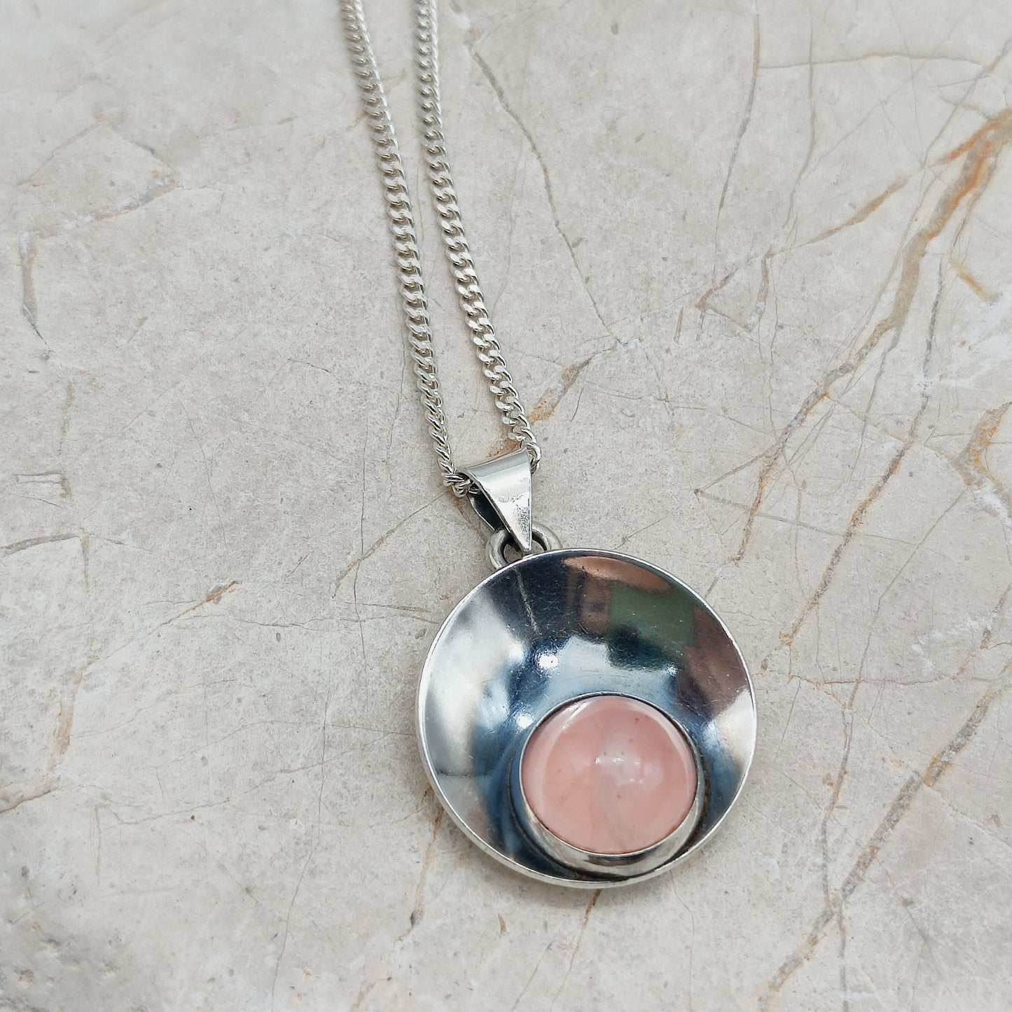 Vintage silver pendant with Rose Quartz by Niels Erik From