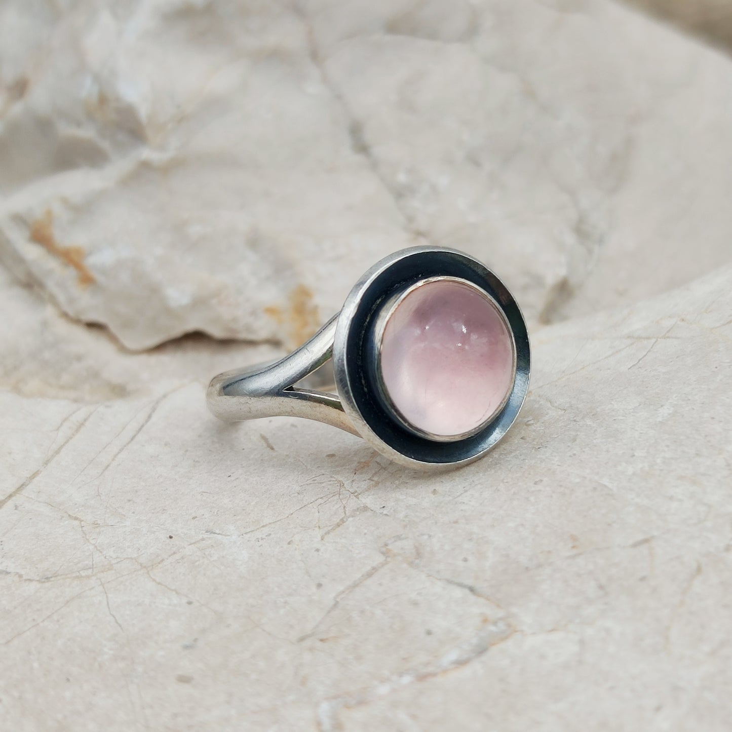 Vintage silver ring with Rose Quartz by Niels Erik From