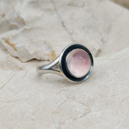 Vintage silver ring with Rose Quartz by Niels Erik From