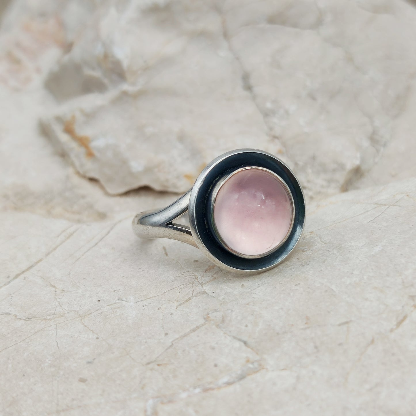 Vintage silver ring with Rose Quartz by Niels Erik From
