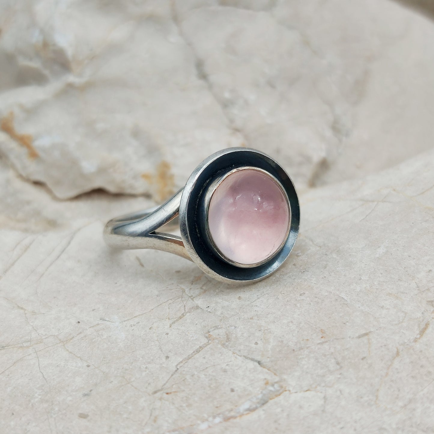Vintage silver ring with Rose Quartz by Niels Erik From