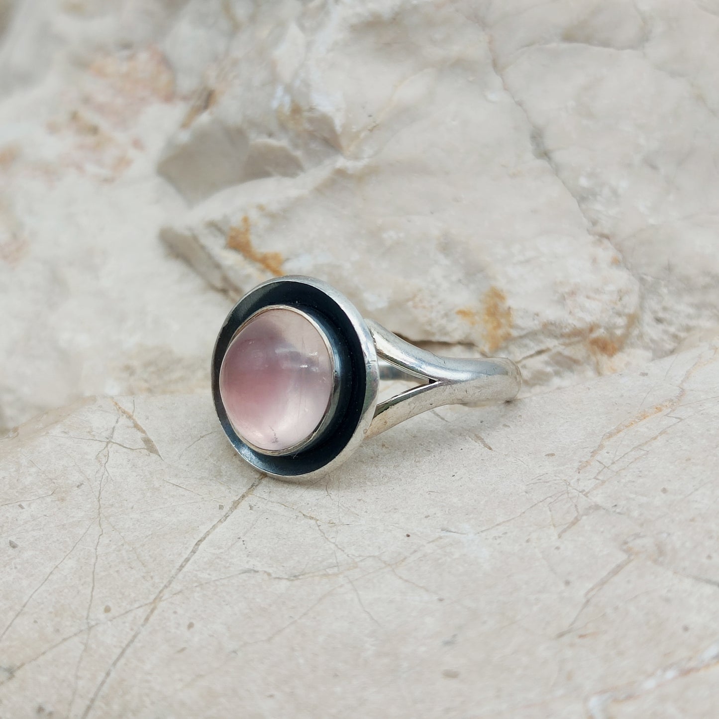 Vintage silver ring with Rose Quartz by Niels Erik From