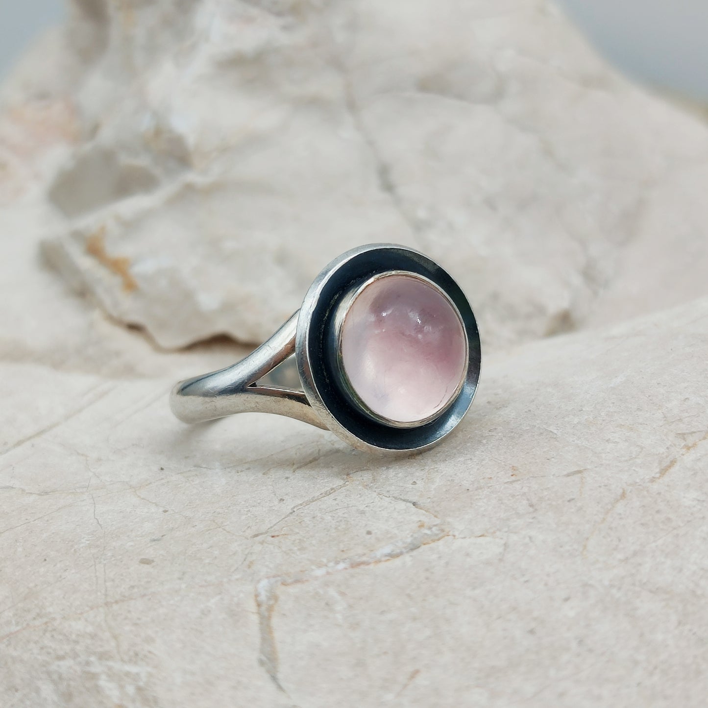 Vintage silver ring with Rose Quartz by Niels Erik From