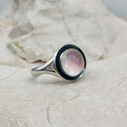 Vintage silver ring with Rose Quartz by Niels Erik From