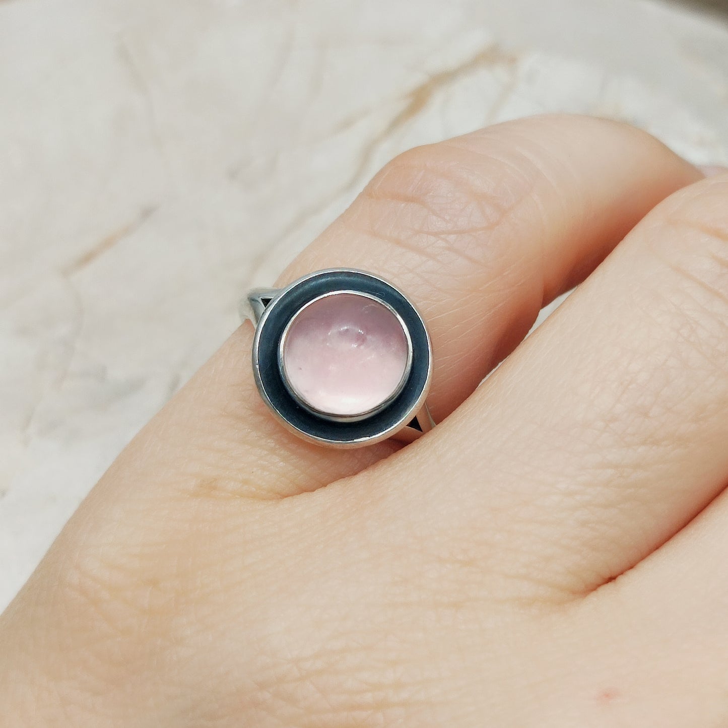 Vintage silver ring with Rose Quartz by Niels Erik From
