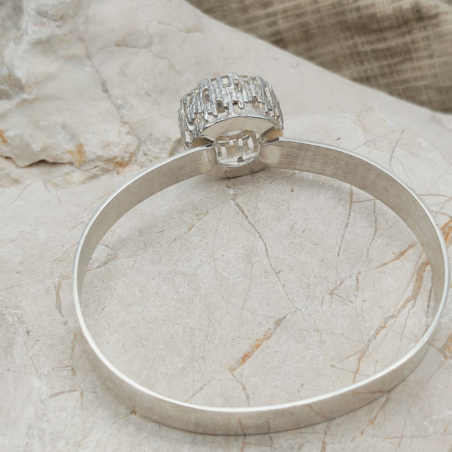 Vintage Swedish Silver Bracelet with Rock Crystal by Åke Lindström for Bengt Hallberg