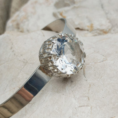 Vintage Swedish Silver Bracelet with Rock Crystal by Åke Lindström for Bengt Hallberg
